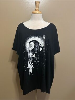 Disney Black Graphic Jack & Sally Short Sleeve Tee